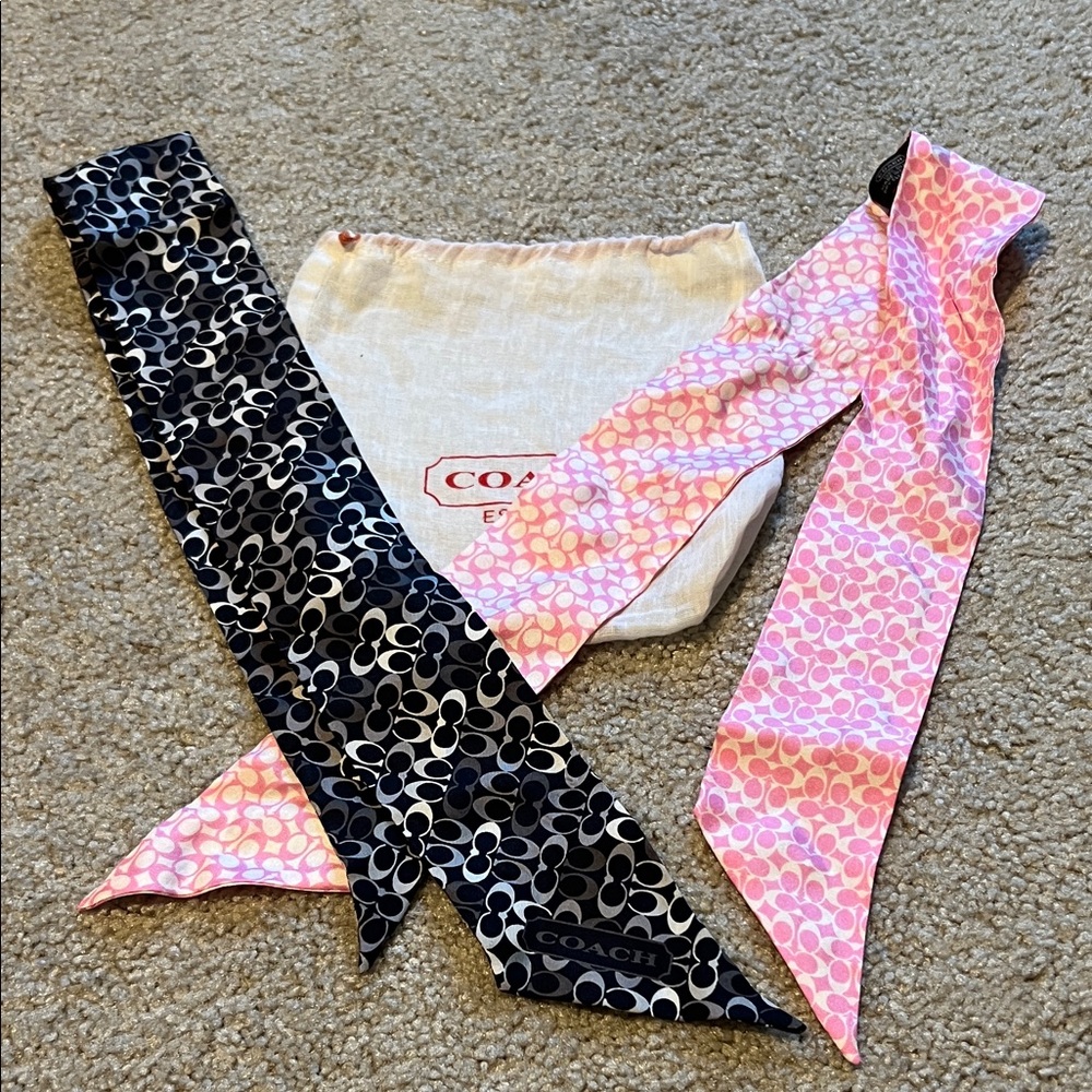 Coach Black and Pink Signature Pattern Scarves